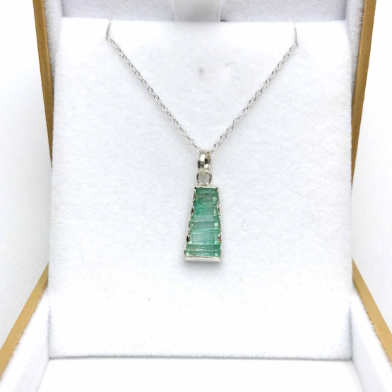 Raw emerald pendant necklace for girls  emerald pendant  emerald crystal pendant