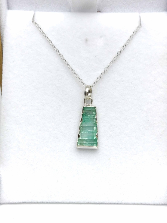 Raw emerald pendant necklace for girls  emerald pendant  emerald crystal pendant