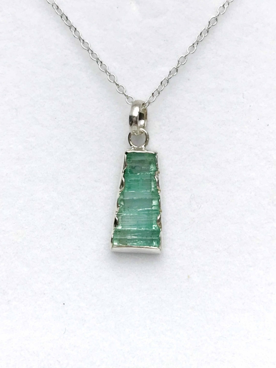 Raw emerald pendant necklace for girls  emerald pendant  emerald crystal pendant