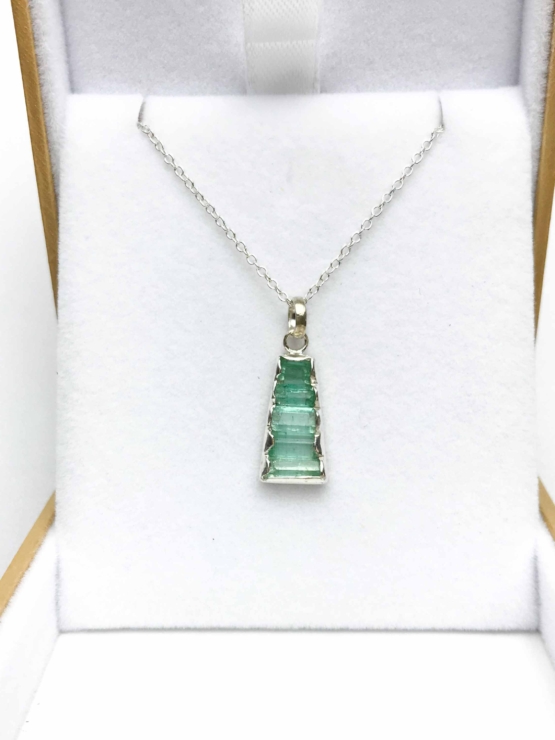 Raw emerald pendant necklace for girls  emerald pendant  emerald crystal pendant