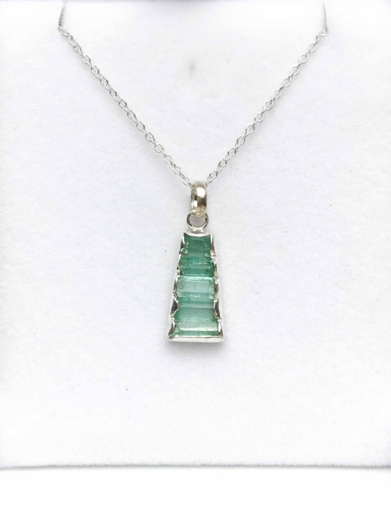 Raw emerald pendant necklace for girls  emerald pendant  emerald crystal pendant