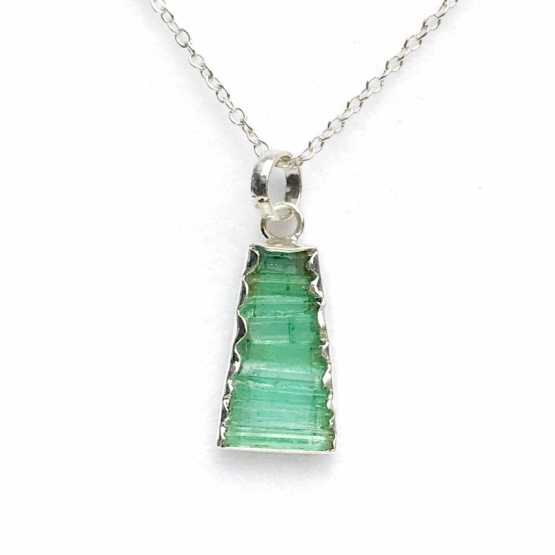 Raw emerald pendant necklace for girls