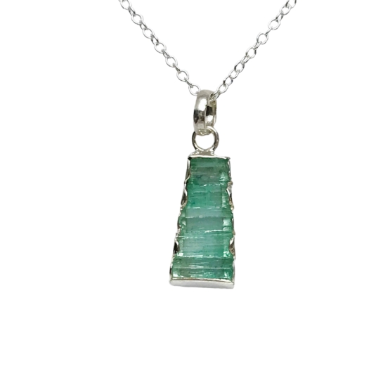 Raw emerald pendant necklace for girls  emerald pendant  emerald crystal pendant