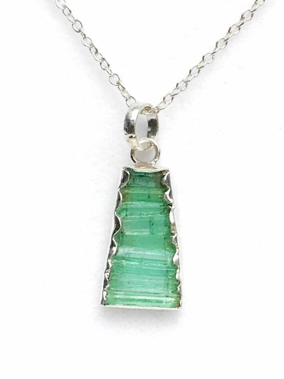 Raw emerald pendant necklace for girls