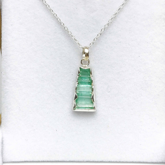 Raw emerald pendant necklace for girls  emerald pendant  emerald crystal pendant