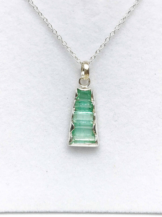 Raw emerald pendant necklace for girls  emerald pendant  emerald crystal pendant