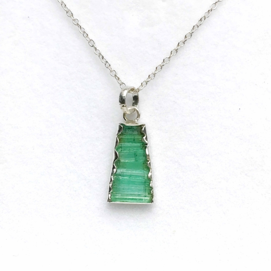 Raw emerald pendant necklace for girls