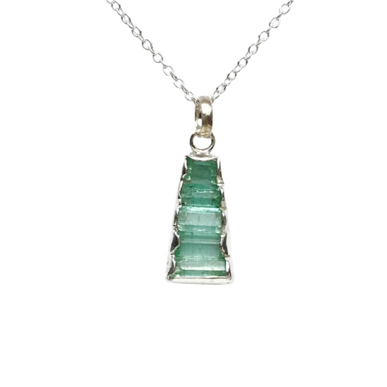 Raw emerald pendant necklace for girls  emerald pendant  emerald crystal pendant