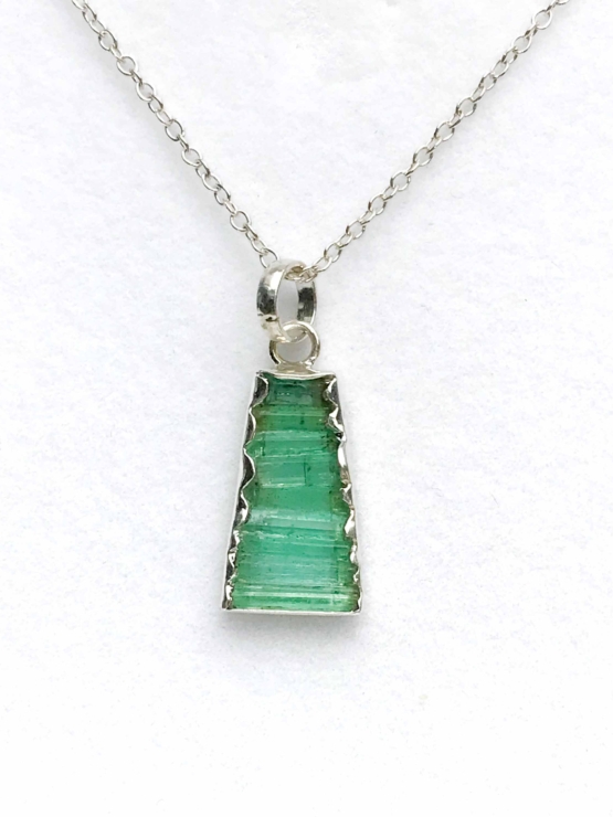 Raw emerald pendant necklace for girls