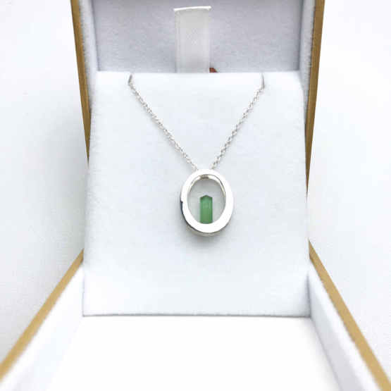 Raw green tourmaline pendant necklace for girls  Green tourmaline crystal pendant necklace