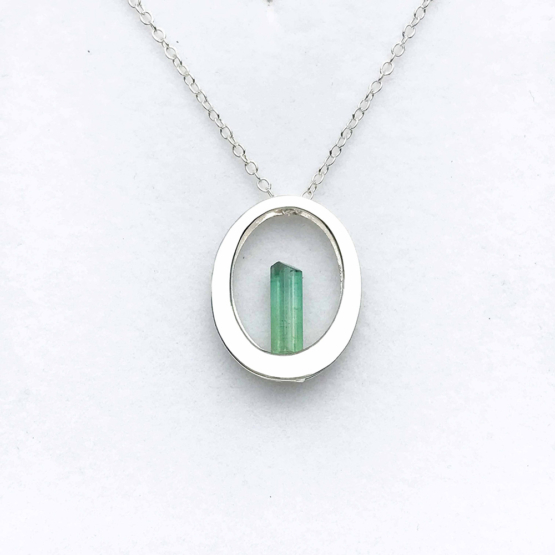 Raw green tourmaline pendant necklace for girls  Green tourmaline crystal pendant necklace