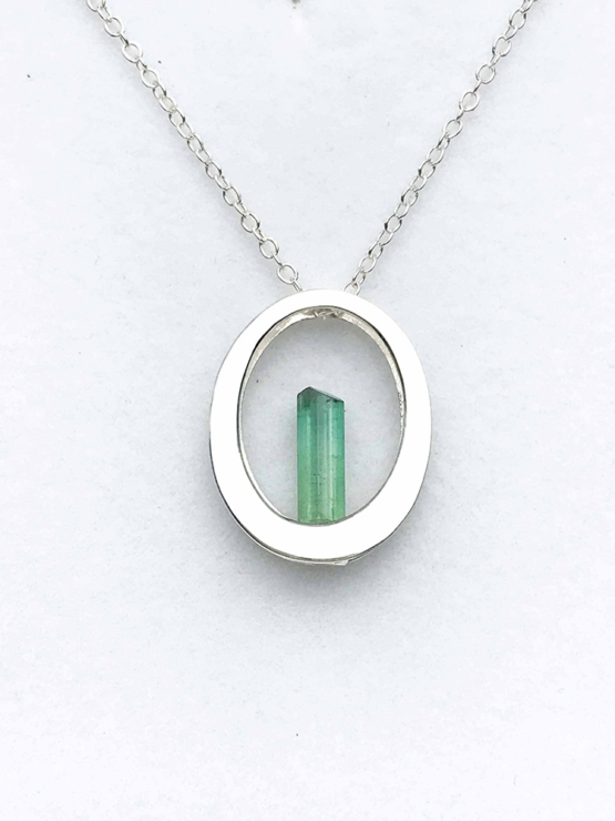 Raw green tourmaline pendant necklace for girls  Green tourmaline crystal pendant necklace