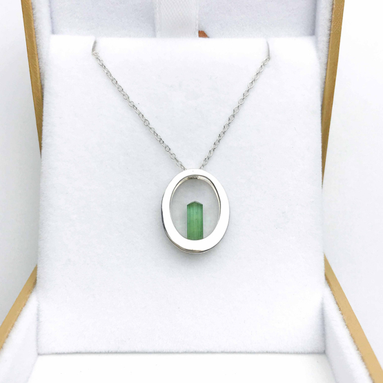 Raw green tourmaline pendant necklace for girls  Green tourmaline crystal pendant necklace