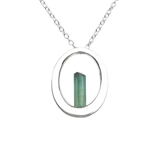 Raw green tourmaline pendant necklace for girls  Green tourmaline crystal pendant necklace