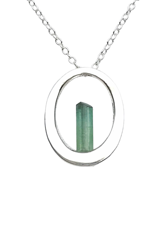 Raw green tourmaline pendant necklace for girls  Green tourmaline crystal pendant necklace