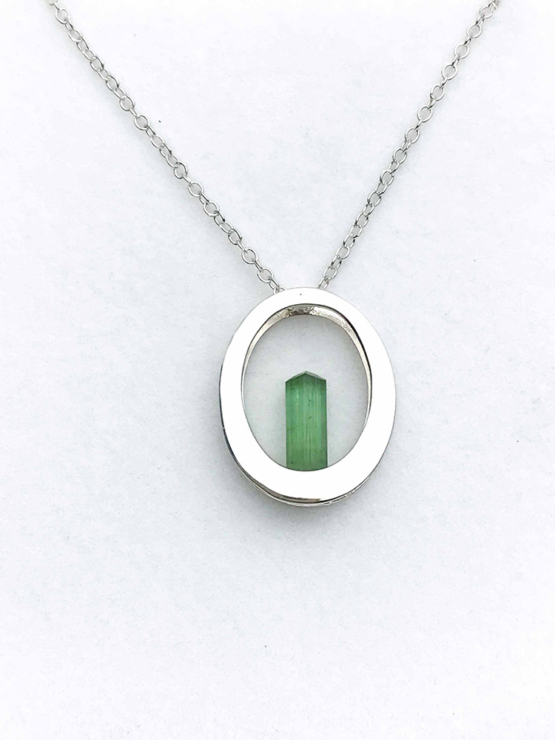 Raw green tourmaline pendant necklace for girls  Green tourmaline crystal pendant necklace