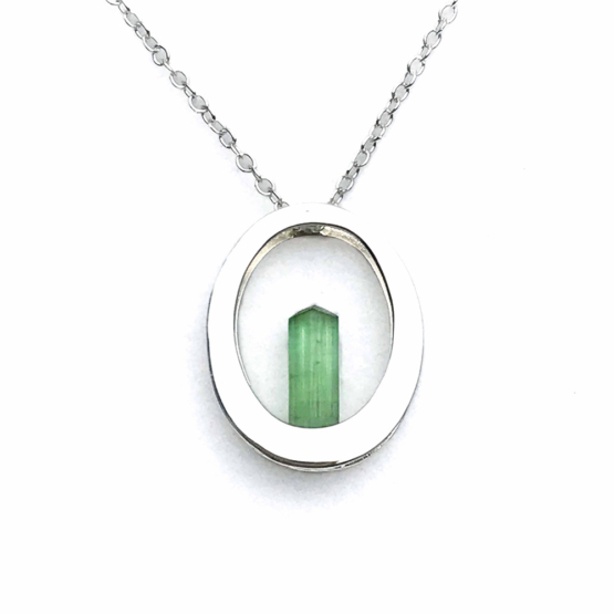 Raw green tourmaline pendant necklace for girls  Green tourmaline crystal pendant necklace