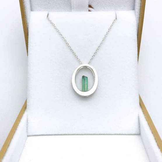 Raw green tourmaline pendant necklace for girls  Green tourmaline crystal pendant necklace