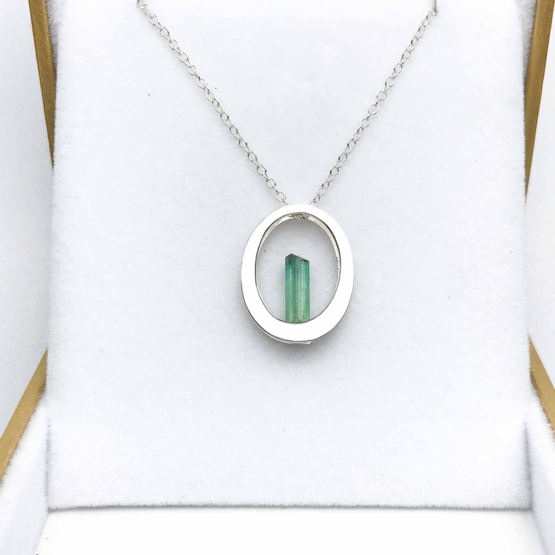 Raw green tourmaline pendant necklace for girls  Green tourmaline crystal pendant necklace