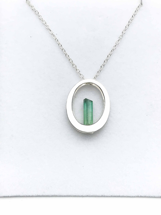 Raw green tourmaline pendant necklace for girls  Green tourmaline crystal pendant necklace