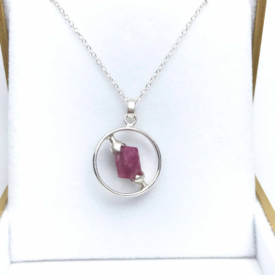 Raw red spinel pendant necklace for girls-Spinel crystal pendant-Octahedron spinel crystal