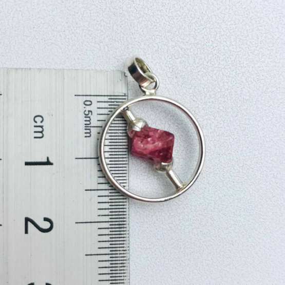 Raw red spinel pendant necklace for girls-Spinel crystal pendant-Octahedron spinel crystal