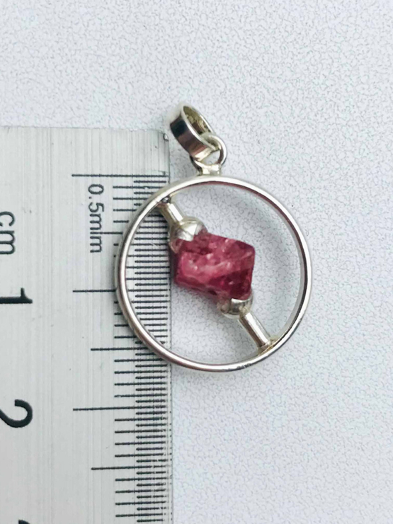 Raw red spinel pendant necklace for girls-Spinel crystal pendant-Octahedron spinel crystal