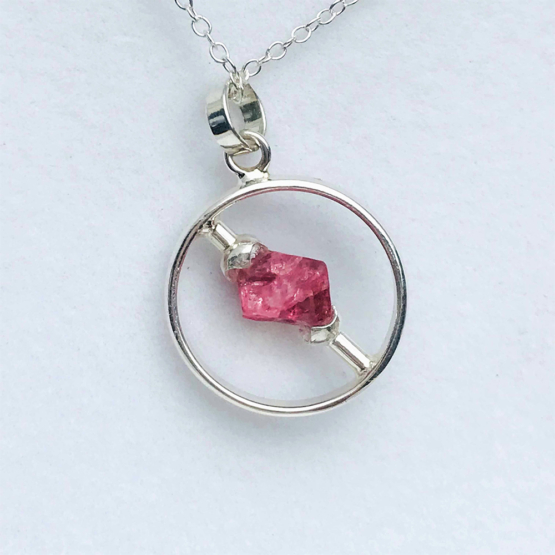 Raw red spinel pendant necklace for girls-Spinel crystal pendant-Octahedron spinel crystal