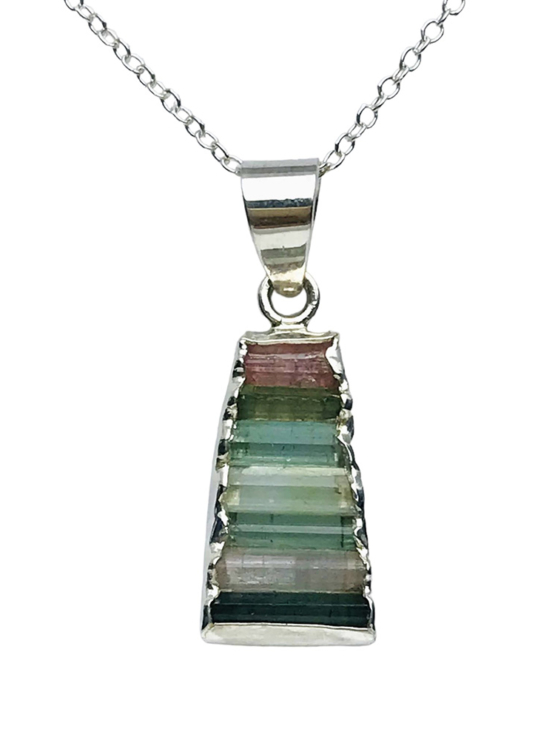 Raw tourmaline pendant necklace for girls-multiple color tourmaline crystal pendant necklace