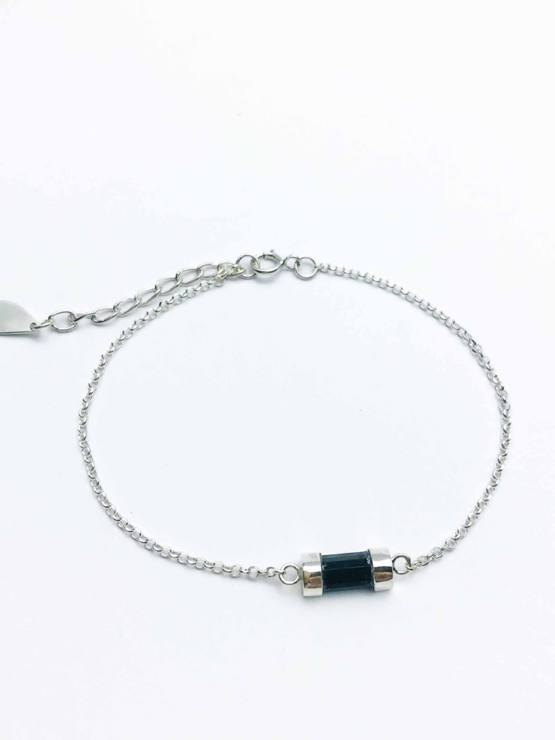 Black tourmaline bracelet for girls- black tourmaline crystal bracelet- raw tourmaline bracelet