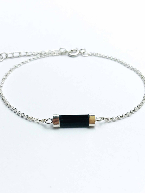 Black tourmaline bracelet for girls- black tourmaline crystal bracelet- raw tourmaline bracelet