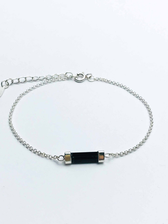 Black tourmaline bracelet for girls- black tourmaline crystal bracelet- raw tourmaline bracelet