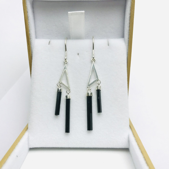 Black tourmaline earrings for girls -black tourmaline dangle earrings -raw black tourmaline earrings