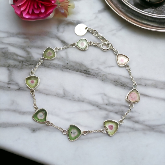 Watermelon tourmaline bracelet for girls