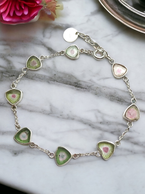 Watermelon tourmaline bracelet for girls