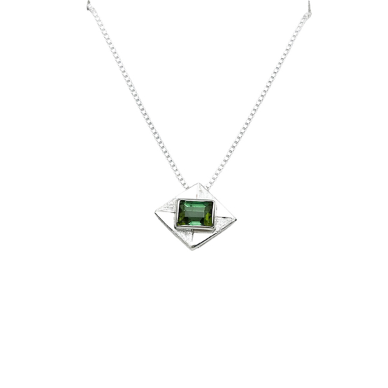 green tourmaline pendant for women-Fine green tourmaline pendant-Faceted green tourmaline pendant