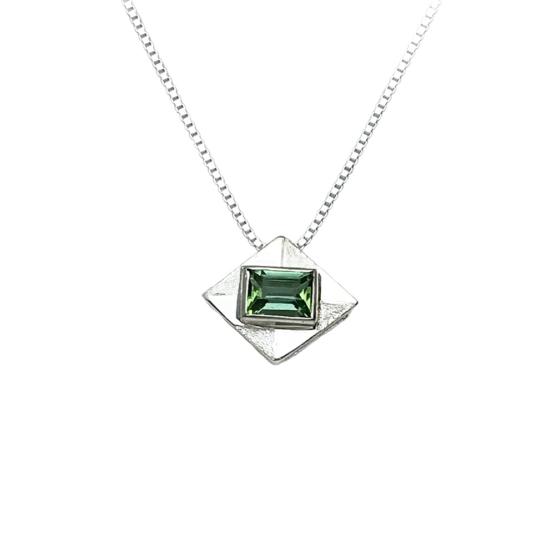 green tourmaline pendant for women-Fine green tourmaline pendant-Faceted green tourmaline pendant