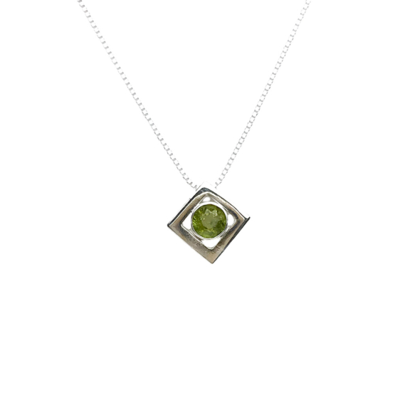 green tourmaline pendant for women-Fine green tourmaline pendant-Faceted green tourmaline pendant