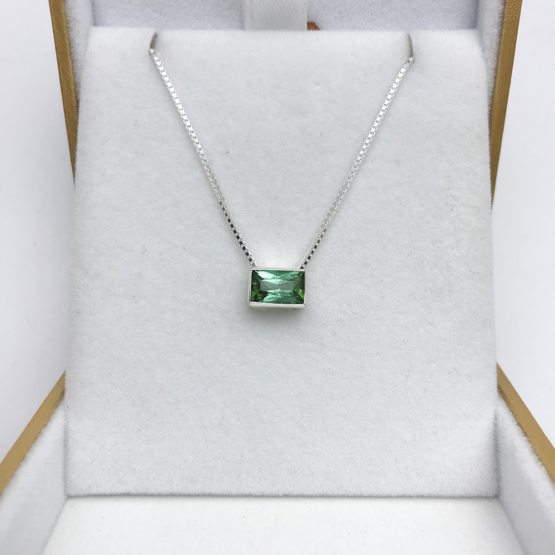 green tourmaline pendant for women-Fine green tourmaline pendant-Faceted green tourmaline pendant