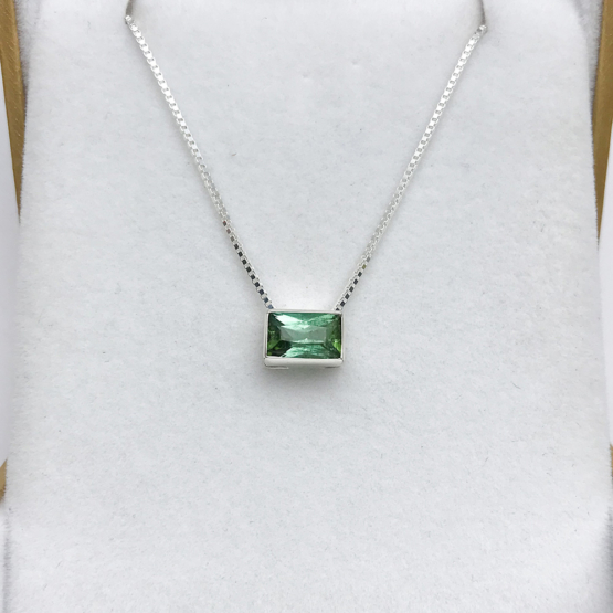 green tourmaline pendant for women-Fine green tourmaline pendant-Faceted green tourmaline pendant