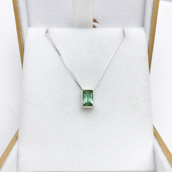 green tourmaline pendant for women-Fine green tourmaline pendant-Faceted green tourmaline pendant