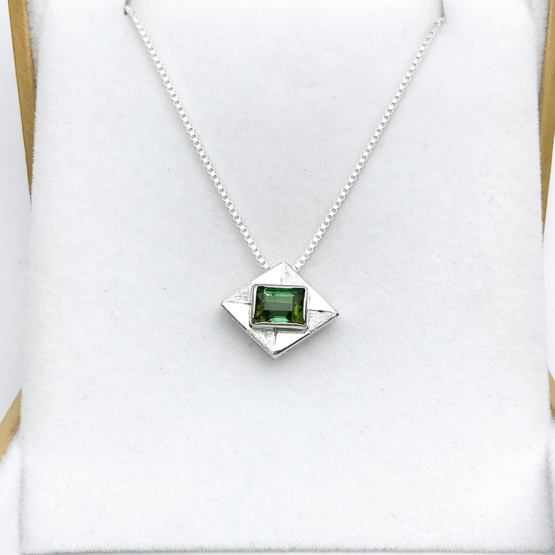 green tourmaline pendant for women-Fine green tourmaline pendant-Faceted green tourmaline pendant