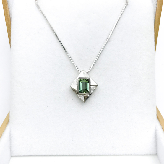 green tourmaline pendant for women-Fine green tourmaline pendant-Faceted green tourmaline pendant