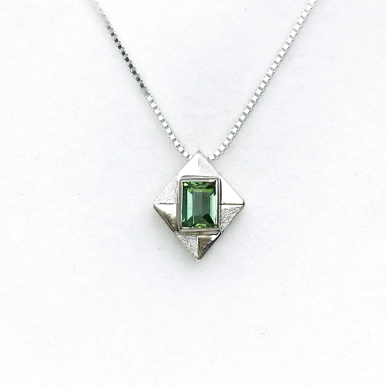 green tourmaline pendant for women-Fine green tourmaline pendant-Faceted green tourmaline pendant