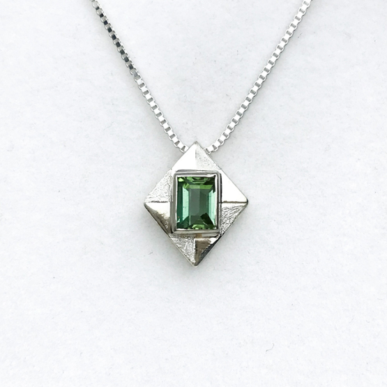 green tourmaline pendant for women-Fine green tourmaline pendant-Faceted green tourmaline pendant