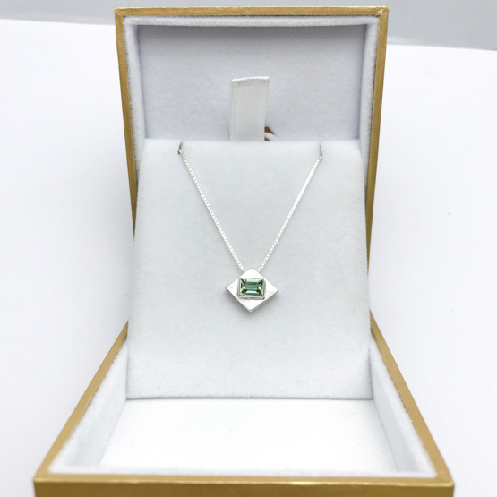 green tourmaline pendant for women-Fine green tourmaline pendant-Faceted green tourmaline pendant