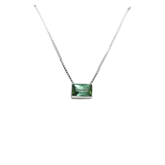 green tourmaline pendant for women-Fine green tourmaline pendant-Faceted green tourmaline pendant
