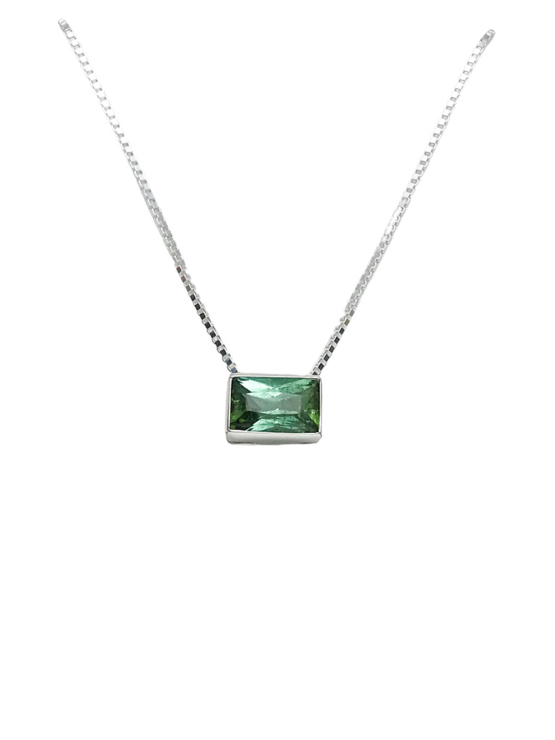 green tourmaline pendant for women-Fine green tourmaline pendant-Faceted green tourmaline pendant