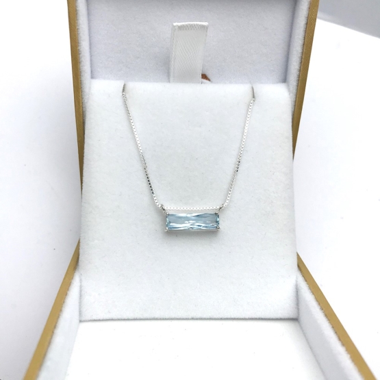 Faceted aquamarine pendant necklace for girls-Natural aquamarine pendant-Blue gemstone pendant (5)