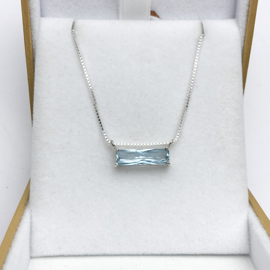 Faceted aquamarine pendant necklace for girls-Natural aquamarine pendant-Blue gemstone pendant (5)